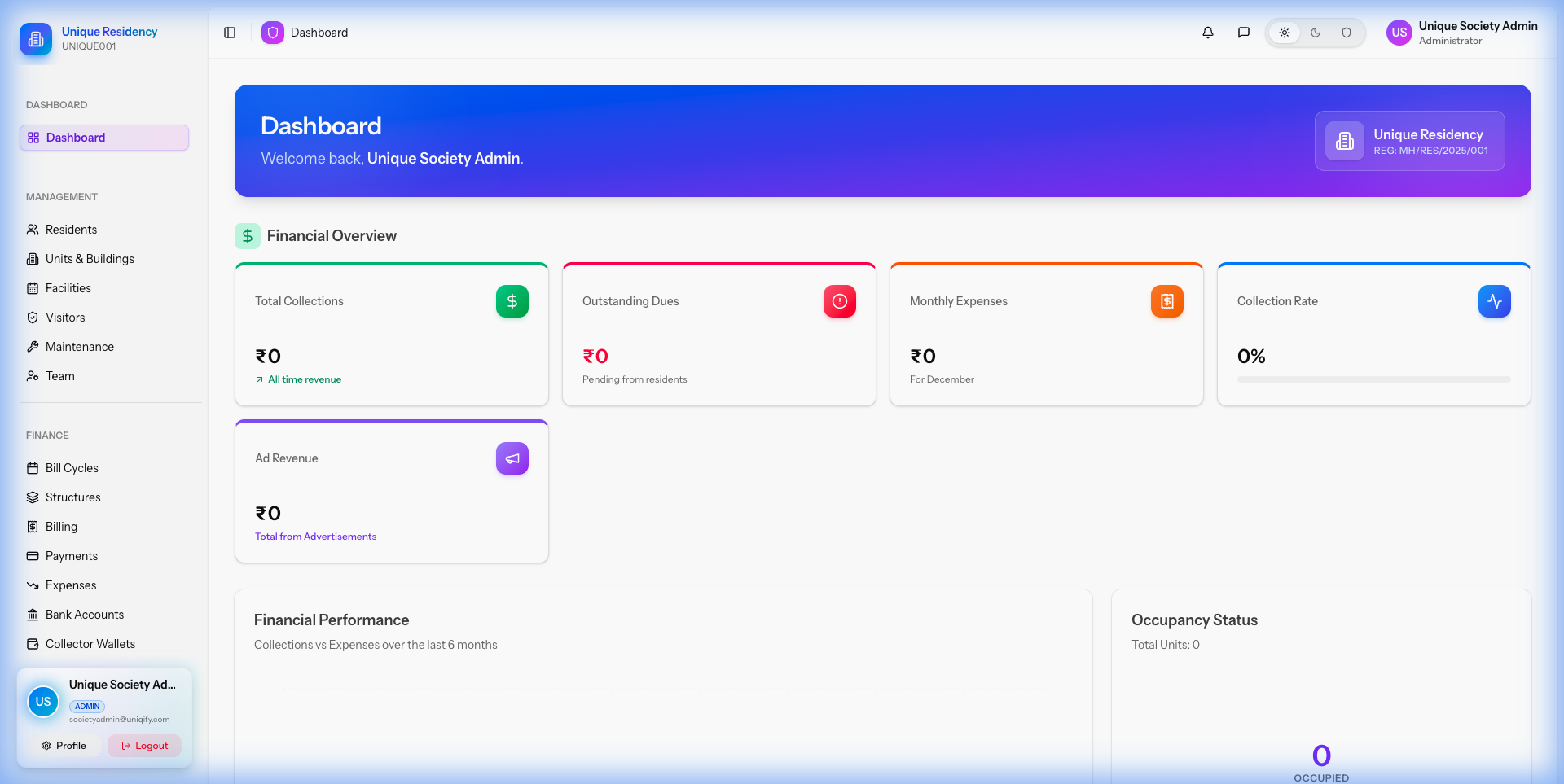Society Admin Dashboard