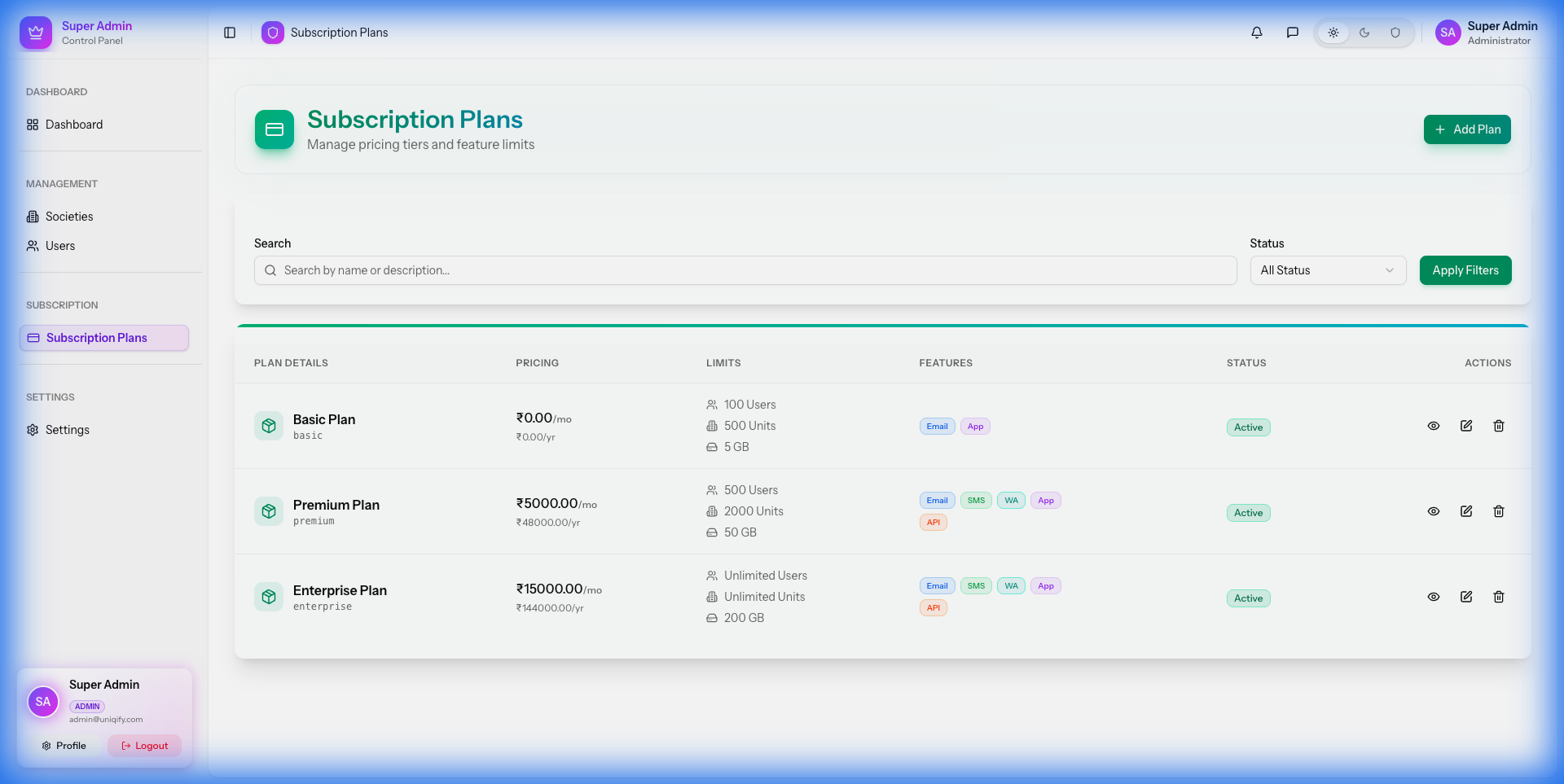 Subscription Plans